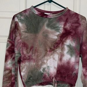 Madrag. Sz M. maroon green brown crop top sweater
